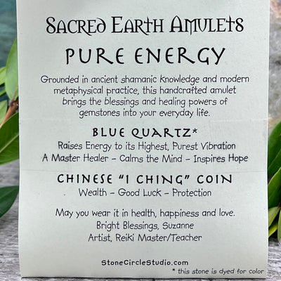 Pure Energy Blue Quartz Necklace Sacred Earth Amulet card
