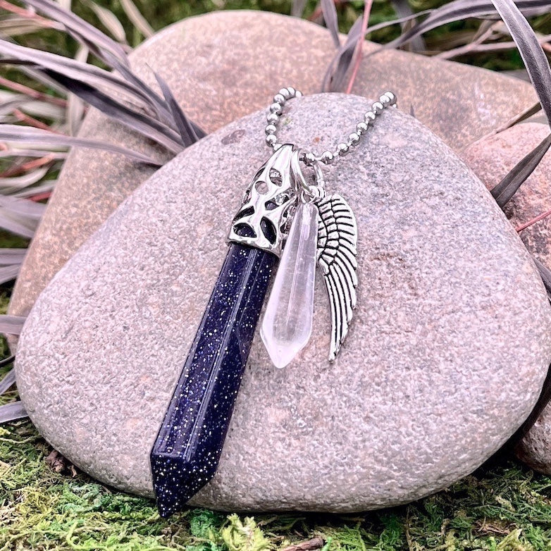 Blue Goldstone Guardian Stone Necklace Large