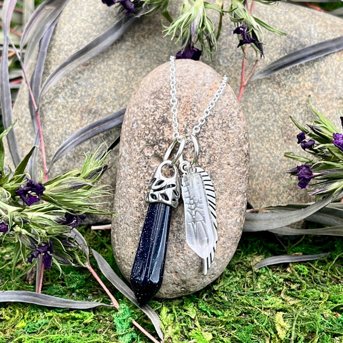 Blue Goldstone Guardian Stone Necklace