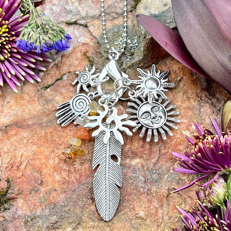 Rising Sun Charmed Life Necklace with Carnelian 