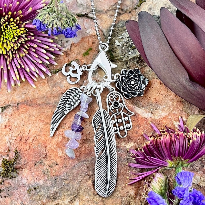 Sacred Journey Charm Necklace with Amethyst