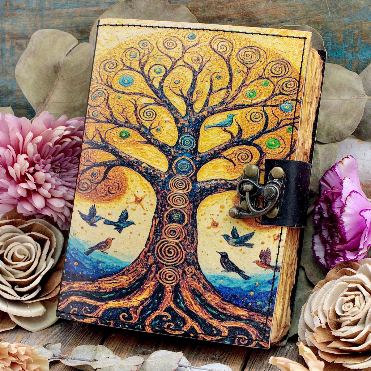 Tree of Life Leather Bound Journal  with Aged Blank Pages