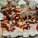 Tri-Color Amber Chunky Chip Necklace