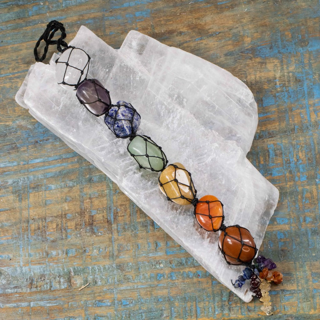 Hanging Chakra Polished Stone Set