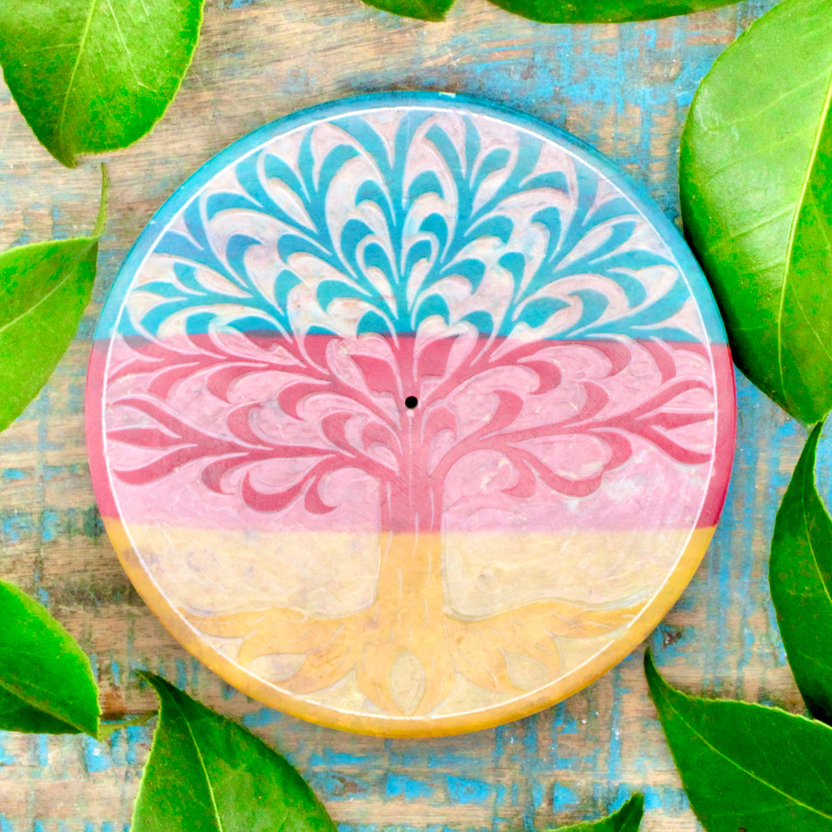 Soapstone Multi-Color Tree of Life Incense Holder