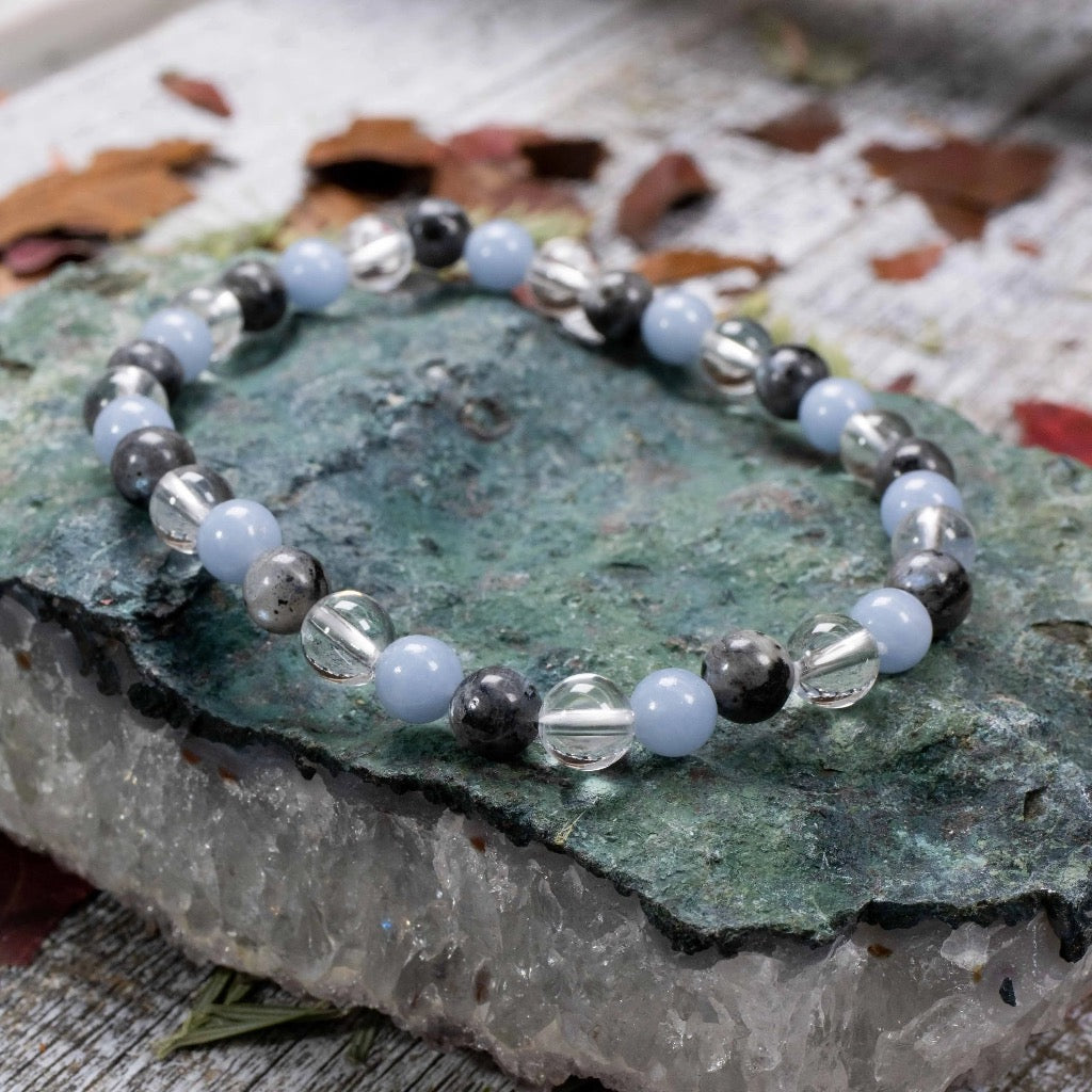 Labradorite, Angelite & Quartz Bracelet