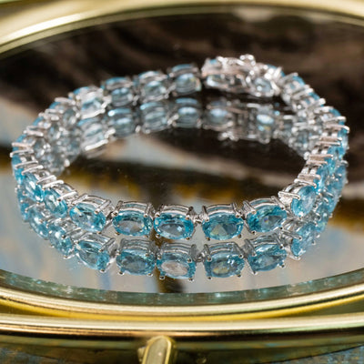 Apatite Sterling Silver Tennis Bracelet 