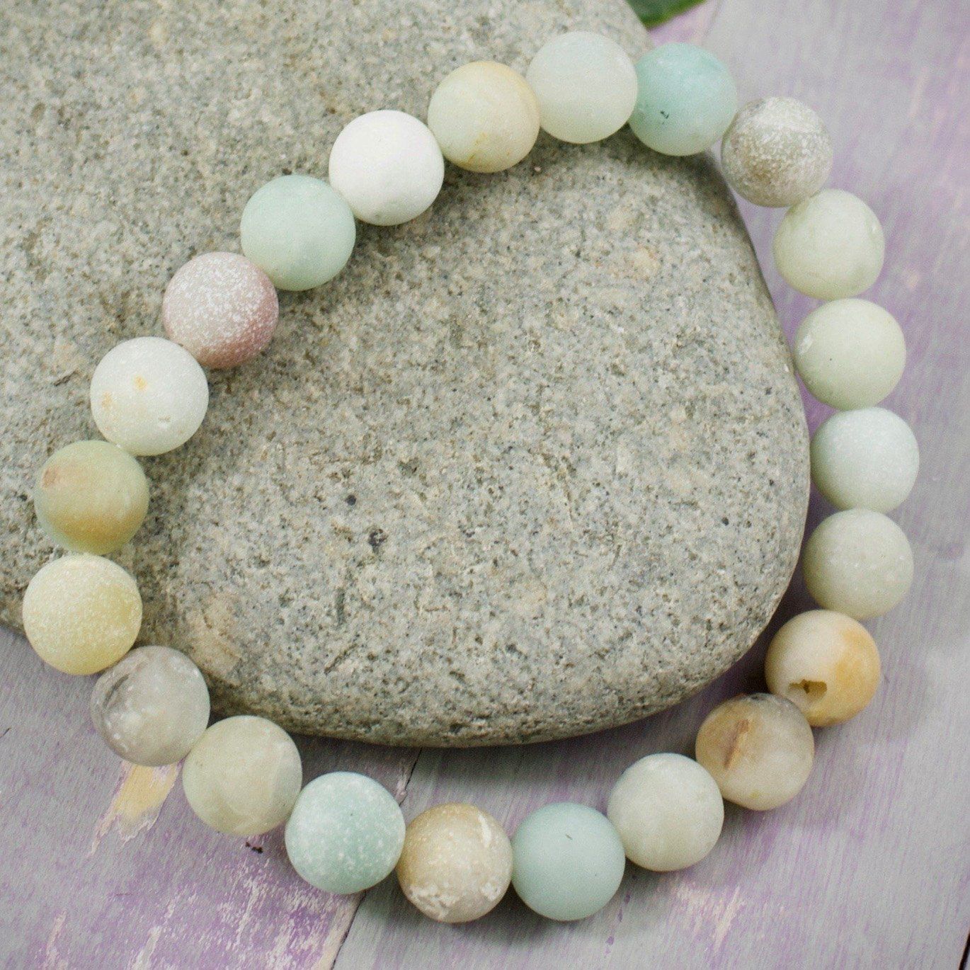 Mixed-Color Amazonite Bracelet, 8mm Matte Beads
