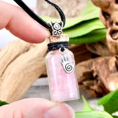 Healing Spell Jar with Rose Quartz Necklace