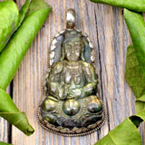Labradorite Buddha Pendant - Sterling Silver