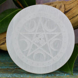 Pentacle Selenite Incense Holder / Charging Plate