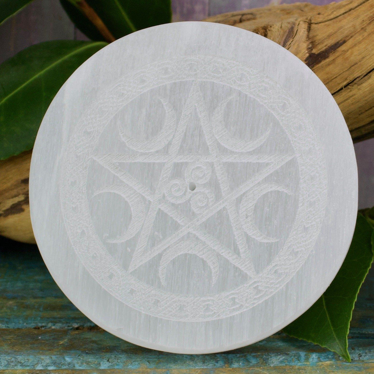 Pentacle Selenite Incense Holder / Charging Plate