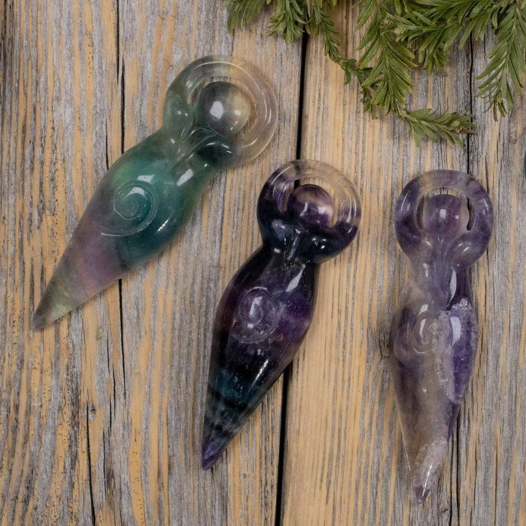 Rainbow Fluorite Goddess Pendant
