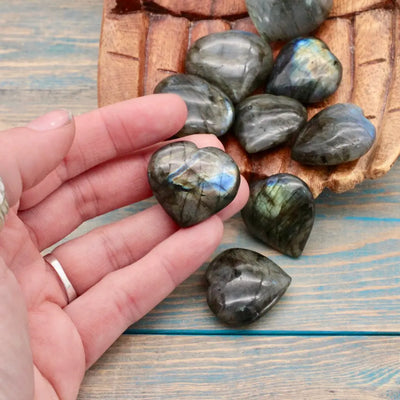  Labradorite Heart hand