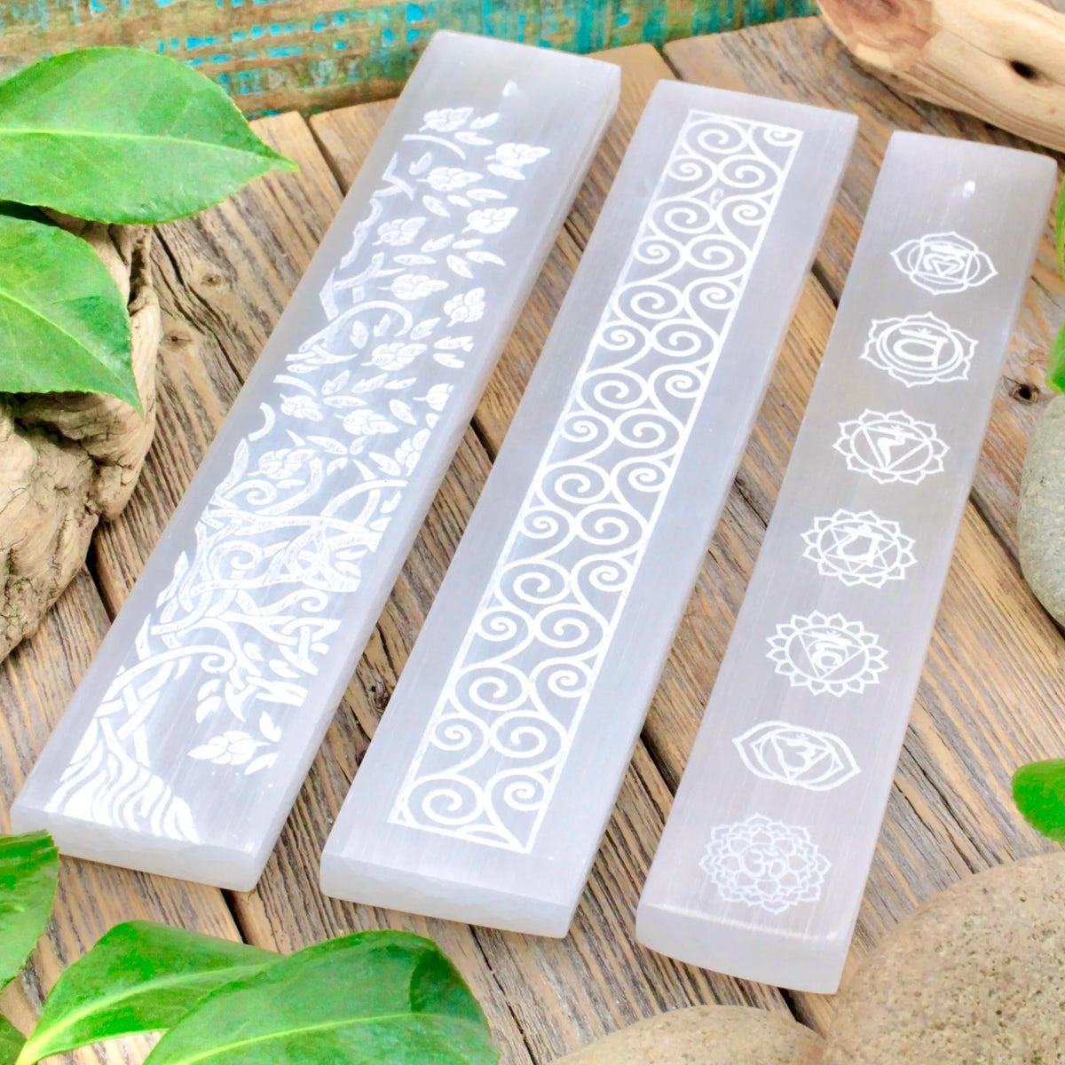Selenite Incense Holder -Etched