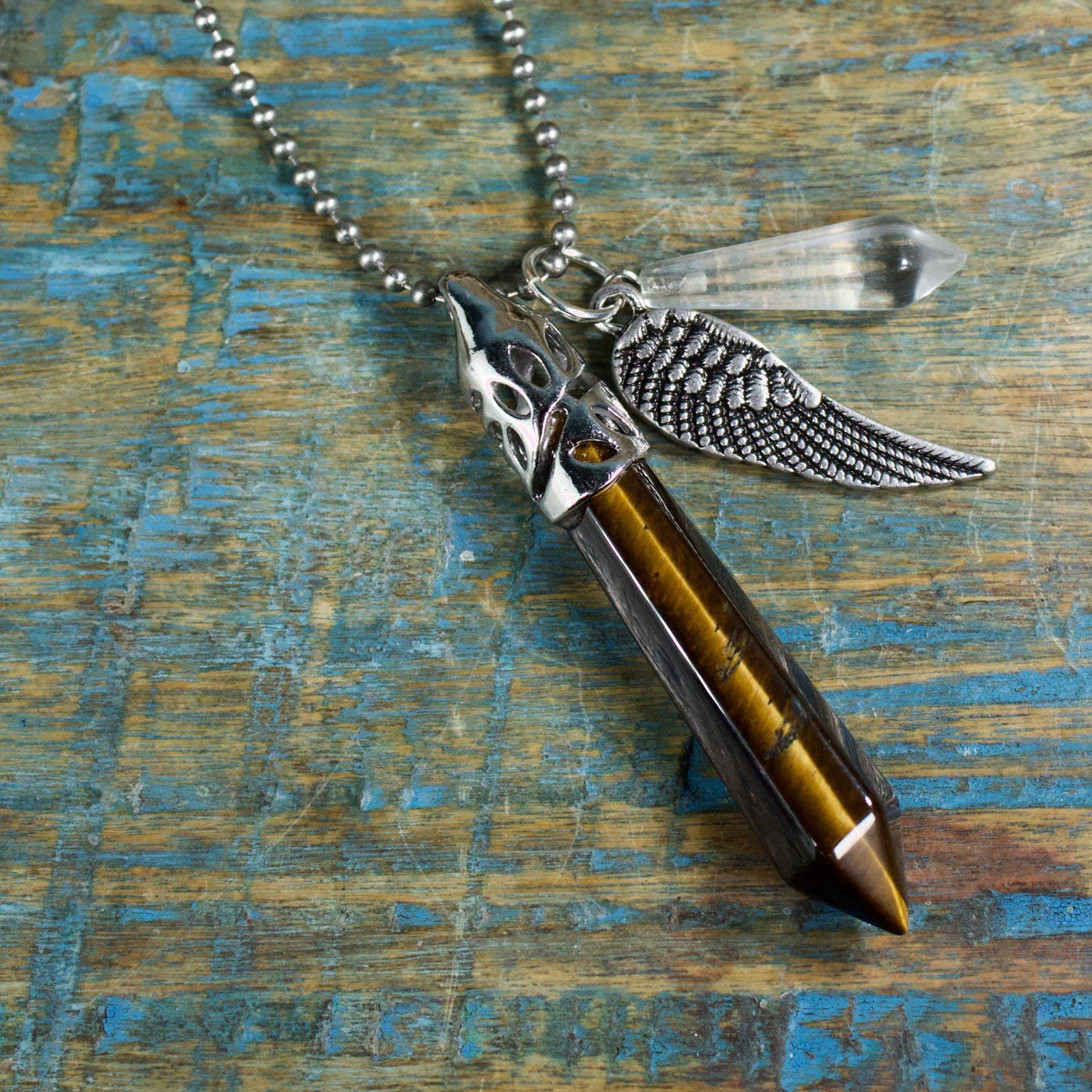 Tiger's Eye Guardian Stones Necklace, Large Point