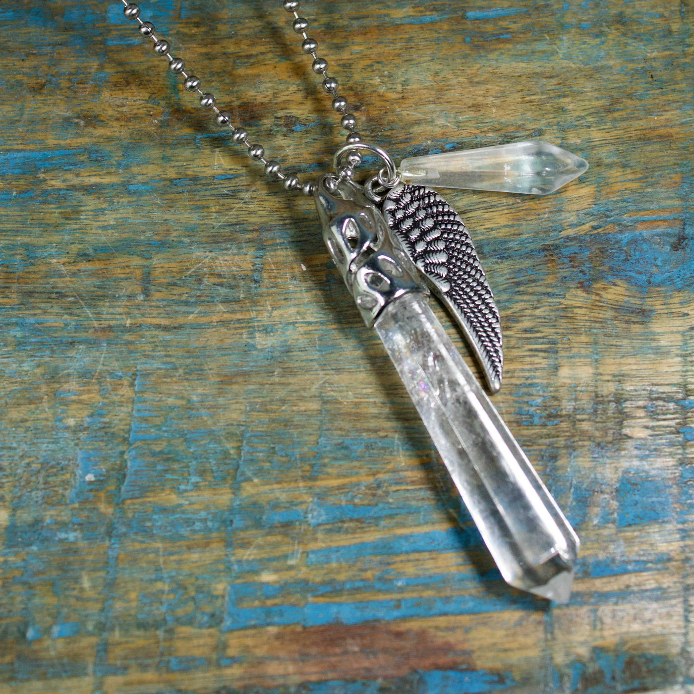 Quartz Crystal Guardian Stones Necklace, Large Point