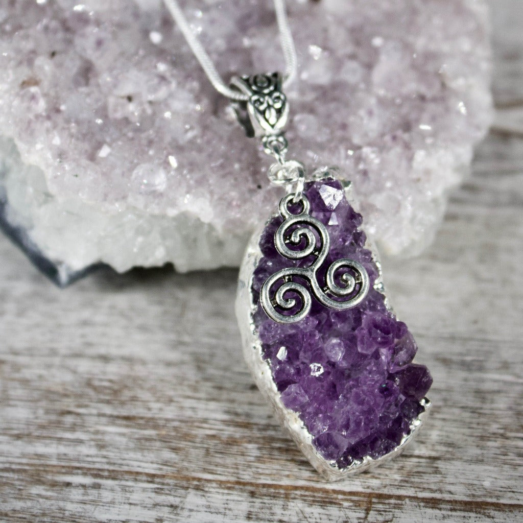 Amethyst Triple Spiral Necklace