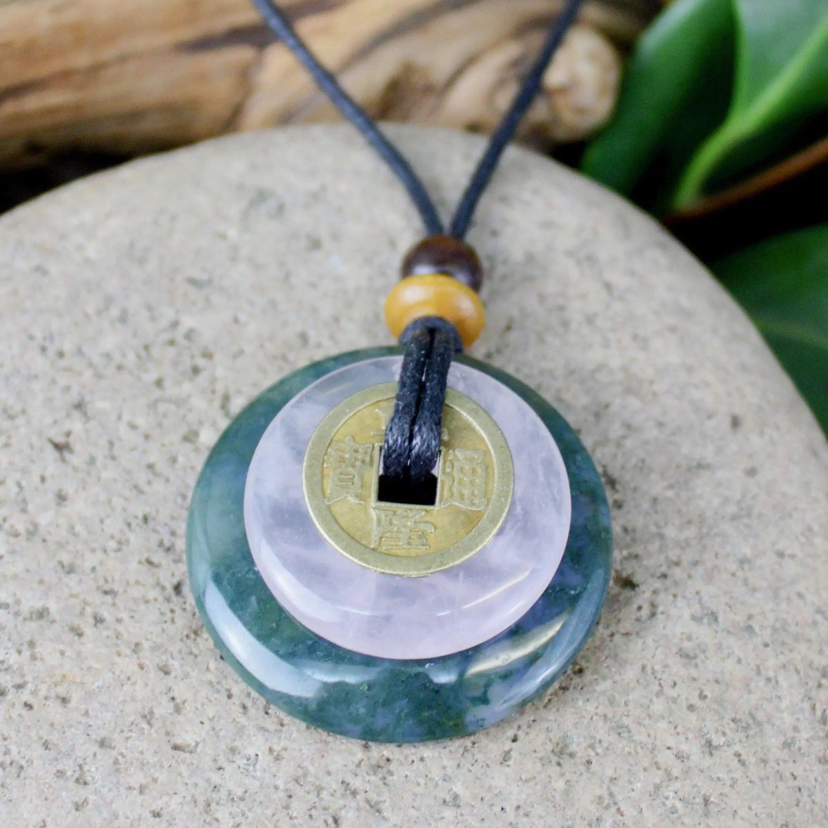 Moss Agate & Rose Quartz Earth & Art Necklace